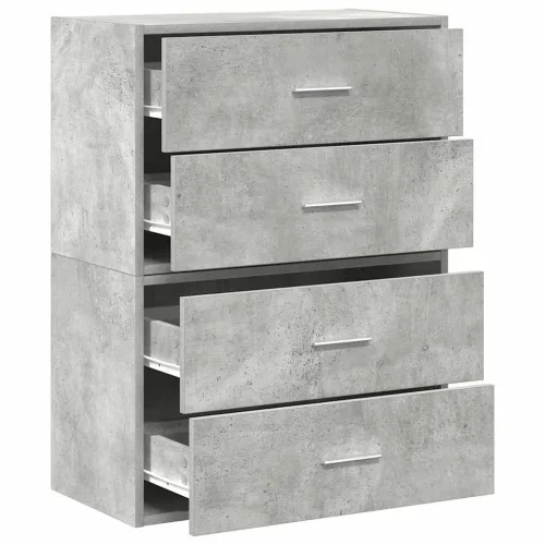 Szekrények 2 fiókkal 2 db betonszürke 60x31x40 cm gépelt fa