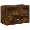 Szekrény 2 fiókkal füstölt tölgy 60x31x40 cm gépi forgácsolt fa