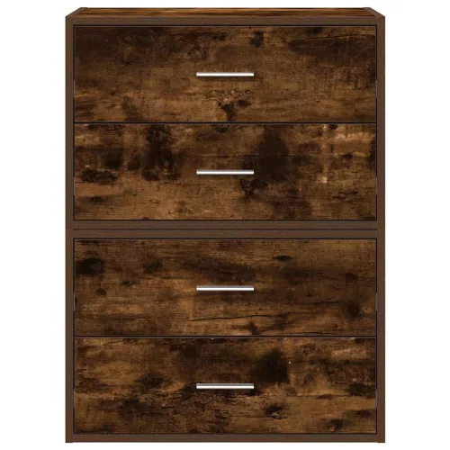 2 db füstölt tölgy szerelt fa szekrény 2 fiókkal 60 x 31 x 40cm