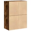 2 db füstölt tölgy szerelt fa szekrény 2 fiókkal 60 x 31 x 40cm