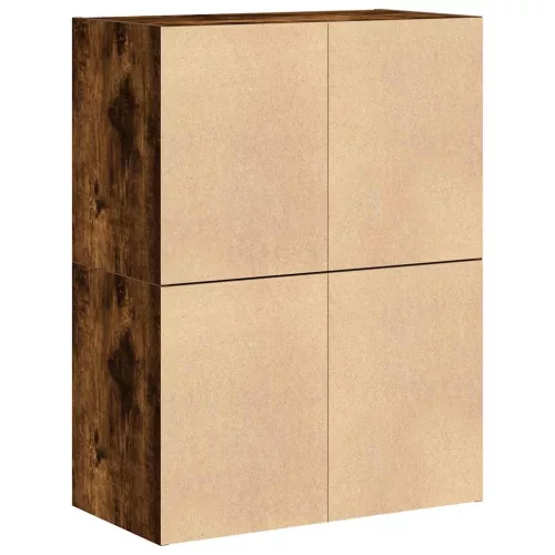 2 db füstölt tölgy szerelt fa szekrény 2 fiókkal 60 x 31 x 40cm