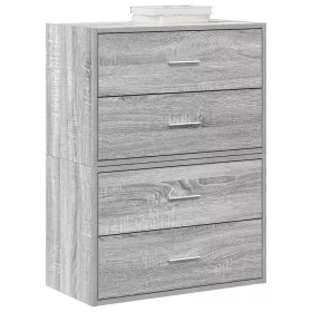   2 db szürke sonoma szerelt fa szekrény 2 fiókkal 60 x 31 x 40cm