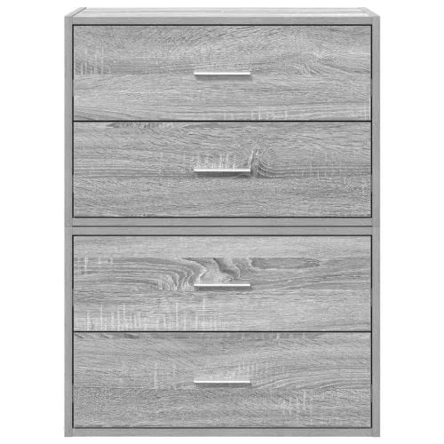 2 db szürke sonoma szerelt fa szekrény 2 fiókkal 60 x 31 x 40cm