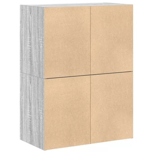 2 db szürke sonoma szerelt fa szekrény 2 fiókkal 60 x 31 x 40cm