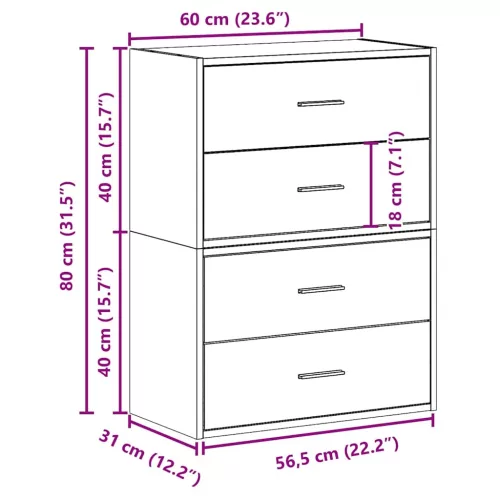 2 db antik fa szerelt fa szekrény 2 fiókkal 60 x 31 x 40 cm