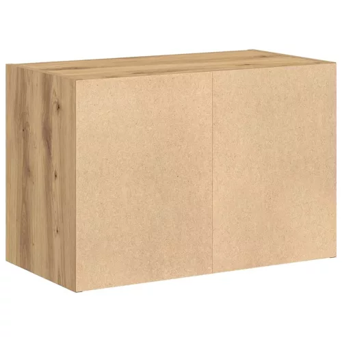 Kézműves tölgy színű szerelt fa szekrény 2 fiókkal 60x31x40 cm