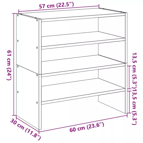 2 db szürke sonoma cipőtartó állvány halmozható 60x30x30,5 cm
