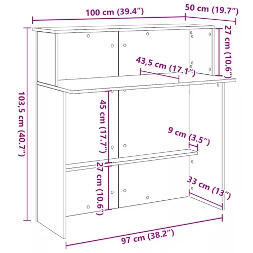 Recepciós pult szürke sonoma 100x50x103,5 cm szerelt fa