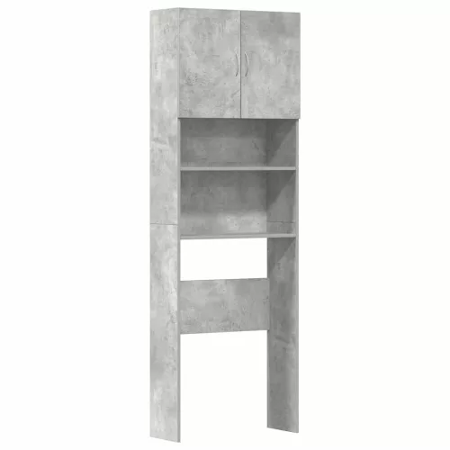 Betonszürke szerelt fa mosógépszekrény 64 x 24 x 190 cm