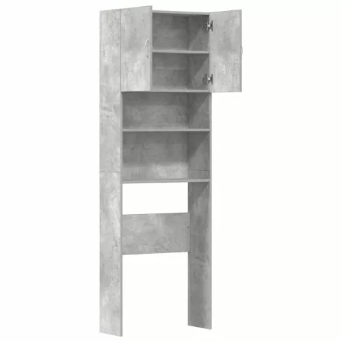 Betonszürke szerelt fa mosógépszekrény 64 x 24 x 190 cm