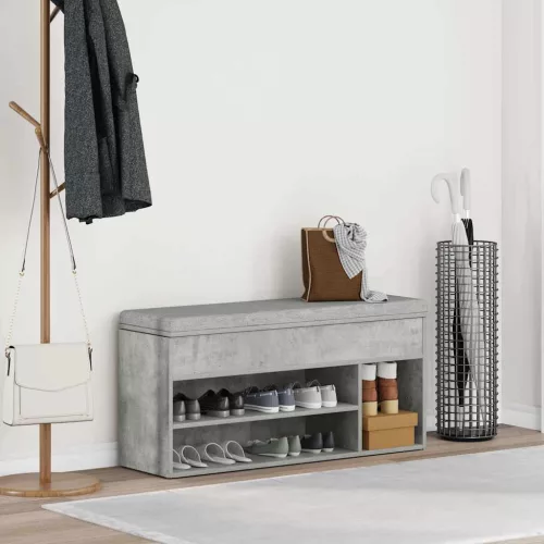 Betonszürke szerelt fa cipőpolc 102x30,5x45 cm