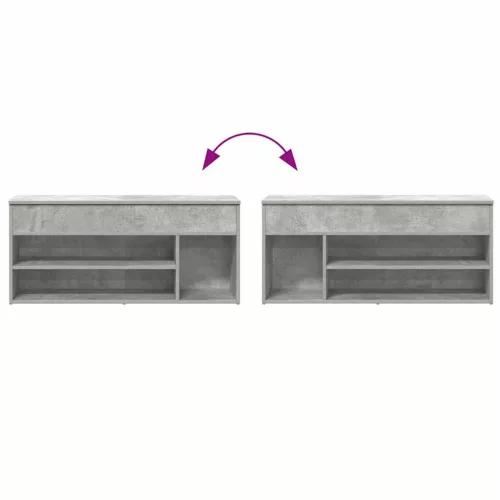 Betonszürke szerelt fa cipőpolc 102x30,5x45 cm