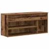 Antik fa színű szerelt fa cipőtároló pad 102x30,5x45 cm