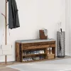 Antik fa színű szerelt fa cipőtároló pad 102x30,5x45 cm
