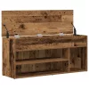 Antik fa színű szerelt fa cipőtároló pad 102x30,5x45 cm