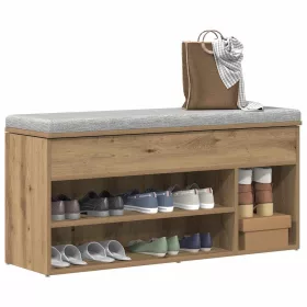   Kézműves tölgy színű szerelt fa cipőtároló pad 102x30,5x45 cm