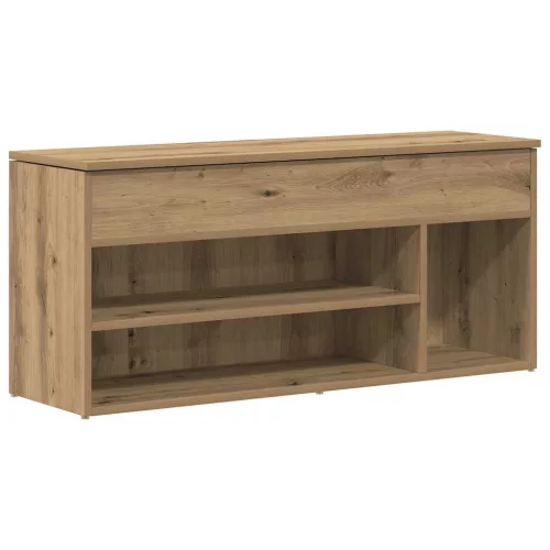 Kézműves tölgy színű szerelt fa cipőtároló pad 102x30,5x45 cm