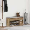 Kézműves tölgy színű szerelt fa cipőtároló pad 102x30,5x45 cm