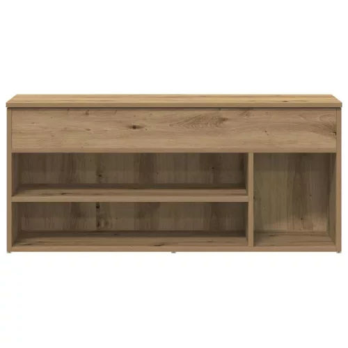 Kézműves tölgy színű szerelt fa cipőtároló pad 102x30,5x45 cm