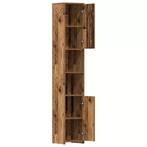 Antik fa színű szerelt fa fürdőszobaszekrény 30 x 30 x 183,5 cm