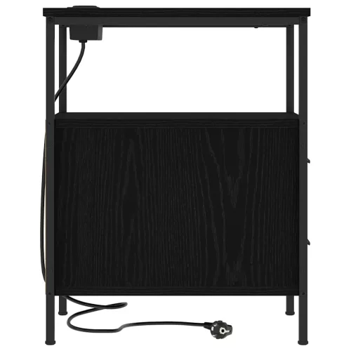 Éjjeli asztal fiókkal 2 pcs Musta tammi 30 x 48 x 61 cm Faanyag