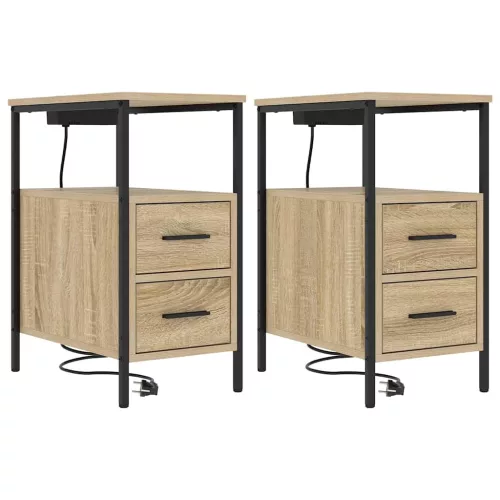 Éjjeli asztal 2 pcs sonoma tölgy 30 x 48 x 61 cm Faanyag