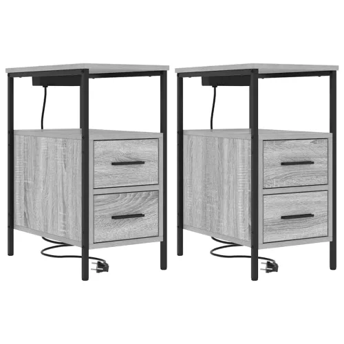 Éjjeli asztal 2 pcs Szürke sonoma 30 x 48 x 61 cm Faanyag