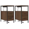 Éjjeli asztal fiókkal 2 pcs barna tölgy 30 x 48 x 61 cm Faanyag