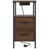 Éjjeli asztal fiókkal 2 pcs barna tölgy 30 x 48 x 61 cm Faanyag