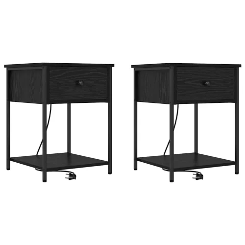 Éjjeliszekrény 2 pcs Musta tammi 42 x 41 x 56 cm Faanyag