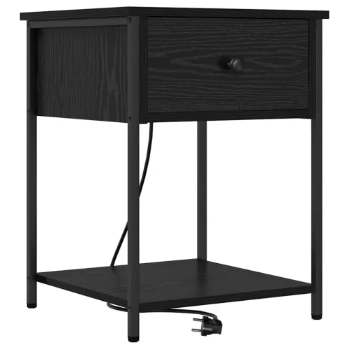 Éjjeliszekrény 2 pcs Musta tammi 42 x 41 x 56 cm Faanyag