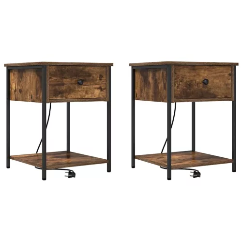 Éjjeliszekrény 2 pcs Füstölt tölgy 42 x 41 x 56 cm Faanyag