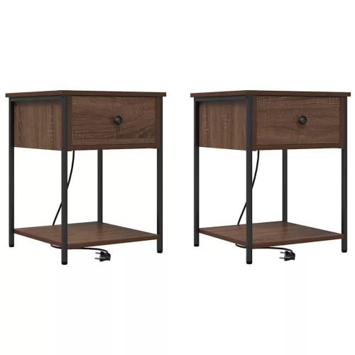 Éjjeliszekrény 2 pcs barna tölgy 42 x 41 x 56 cm Faanyag
