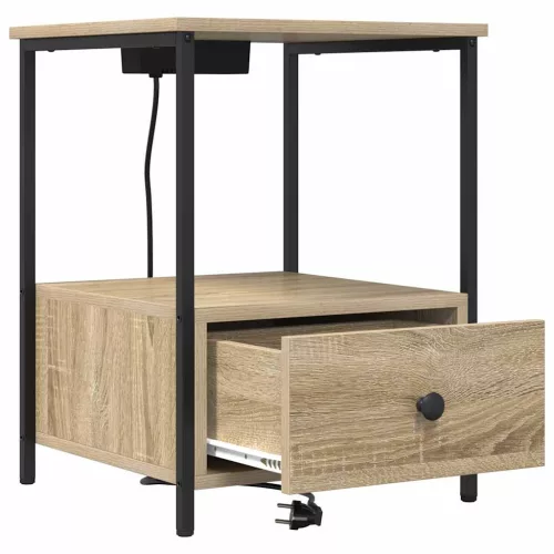 Éjjeliszekrény Töltőállomással 2 pcs sonoma tölgy Faanyag