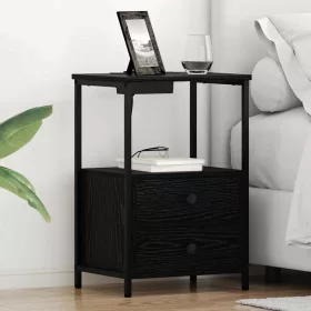   Éjjeliszekrény Töltőállomással 2 pcs Musta tammi Faanyag