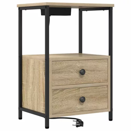 Éjjeliszekrény Töltőállomással fiókkal sonoma tölgy Faanyag