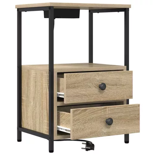 Éjjeliszekrény Töltőállomással 2 pcs sonoma tölgy Faanyag