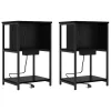 Éjjeliszekrény 2 pcs Musta tammi 38 x 31 x 61 cm Faanyag