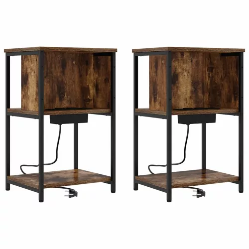Éjjeliszekrény 2 pcs Füstölt tölgy 38 x 31 x 61 cm Faanyag