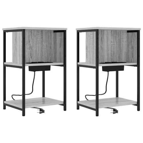 Éjjeliszekrény 2 pcs Szürke sonoma 38 x 31 x 61 cm Faanyag