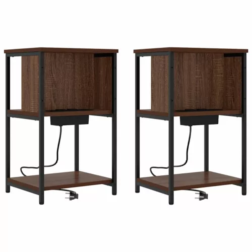 Éjjeliszekrény 2 pcs barna tölgy 38 x 31 x 61 cm Faanyag