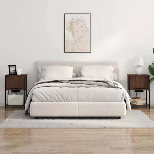 Éjjeliszekrény 2 pcs barna tölgy 38 x 31 x 61 cm Faanyag