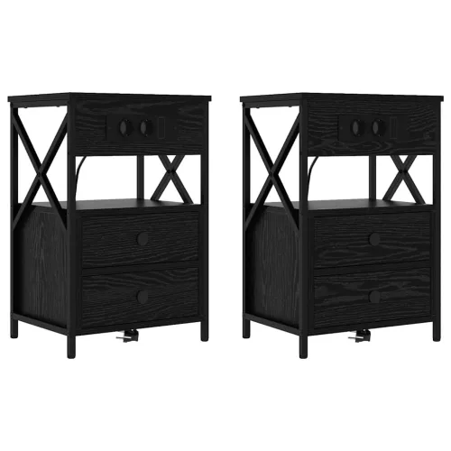 Éjjeliszekrény 2 pcs Musta tammi 40 x 31 x 60 cm Faanyag