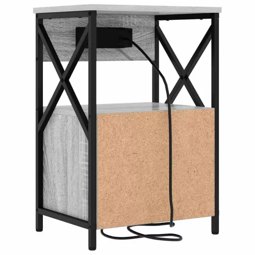 Éjjeliszekrény Töltőállomással fiókkal 2 pcs Szürke sonoma