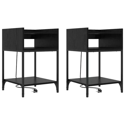 Éjjeli asztal 2 pcs Musta tammi 40 x 40 x 61 cm Faanyag