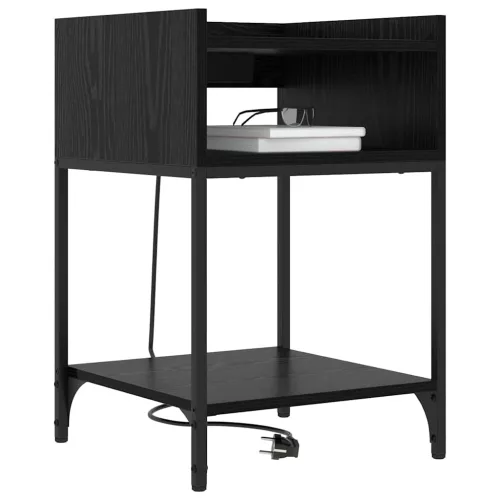 Éjjeli asztal 2 pcs Musta tammi 40 x 40 x 61 cm Faanyag