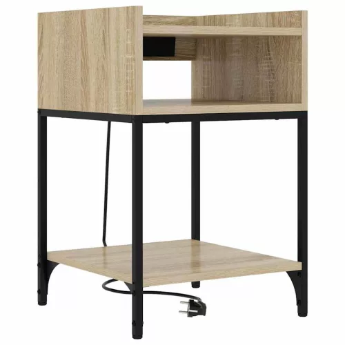 Éjjeli asztal polcokkal sonoma tölgy 40 x 40 x 61 cm Faanyag