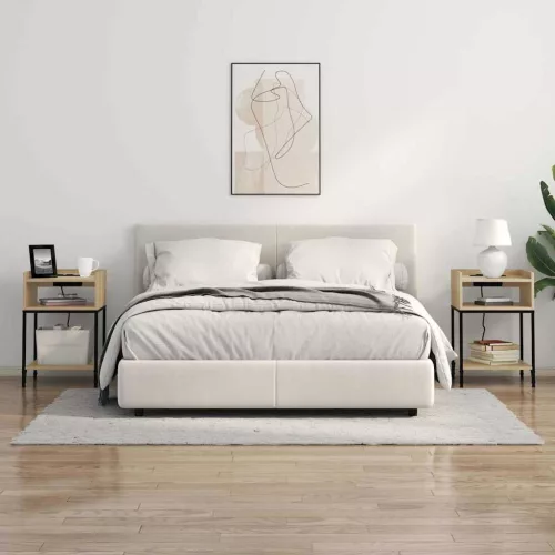 Éjjeli asztal polcokkal sonoma tölgy 40 x 40 x 61 cm Faanyag