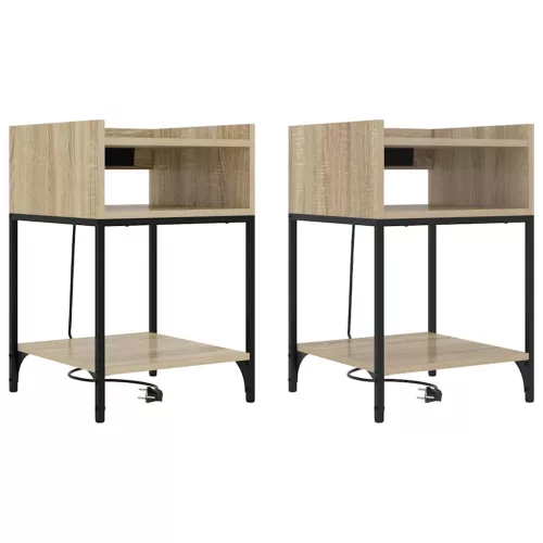 Éjjeli asztal 2 pcs sonoma tölgy 40 x 40 x 61 cm Faanyag