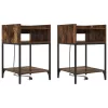 Éjjeli asztal 2 pcs Füstölt tölgy 40 x 40 x 61 cm Faanyag